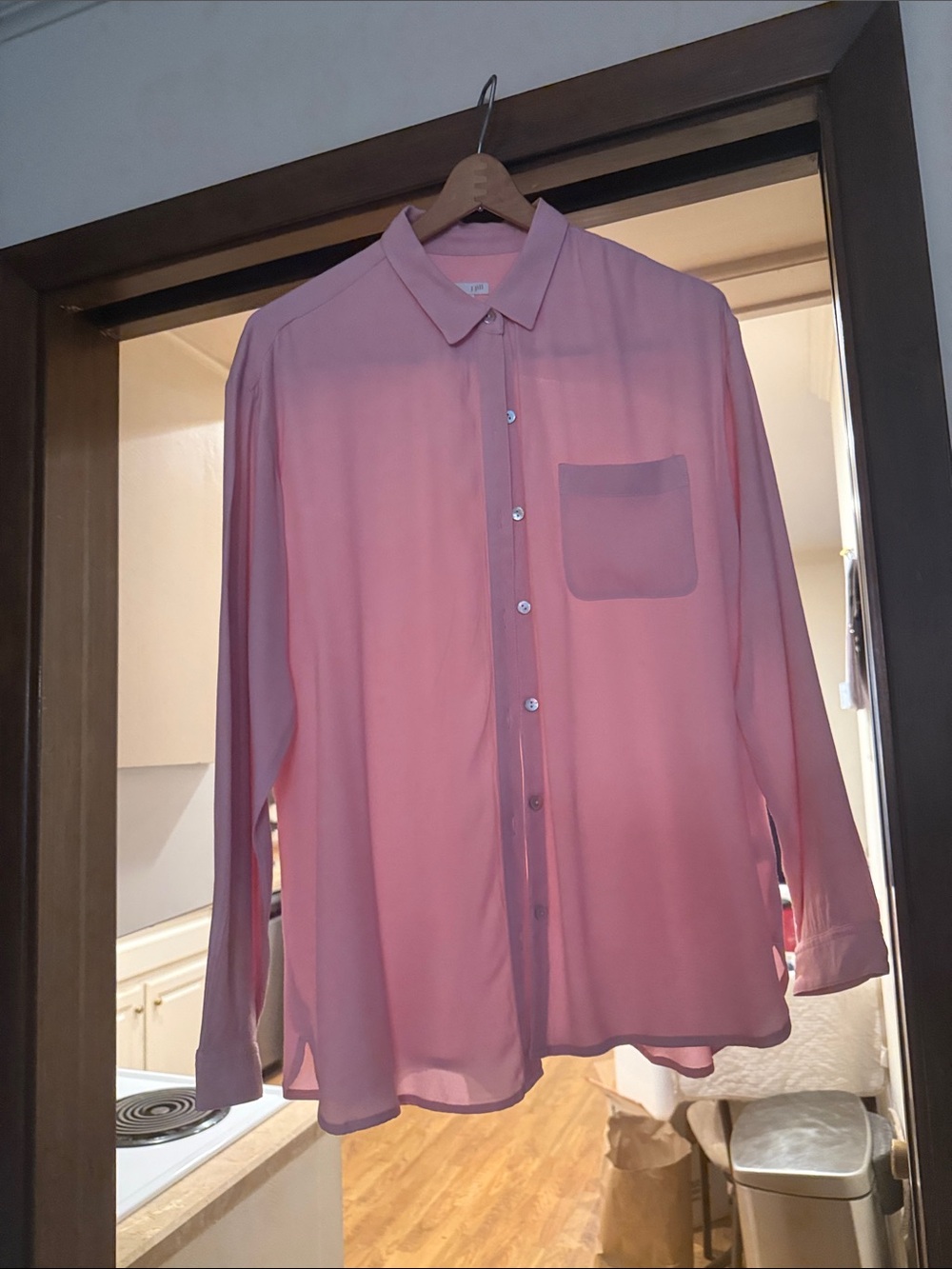 J. Jill Solid Pink Button Down Long Sleeve Top Shirt - Medium